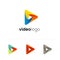 Vector play icon. Video application icon design template. Music player. Paper origami collection. Application icon