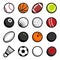 Vector play sport balls logo icon isolated objects set
