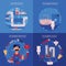 Vector plumbing concept posters set