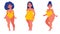 Vector Plus size girls in flat style illustration. Body positive.