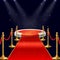 Vector podium with red carpet, ropes, stanchions