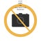 Vector polite not allowed sign on white background with yellow circle. Illustration can use in cafe, restaurant