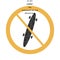 Vector polite not allowed sign on white background with yellow circle. Illustration can use in cafe, restaurant