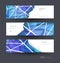 Vector polygon banner set. Polygonal or low poly pattern background. Illustration abstract layout, label design. Futuristic digit