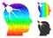 Vector Polygonal Brain Intruder Icon with Spectral Colored Gradient