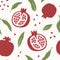 Vector pomegranate design. Abstract seamless pattern with pomegranates