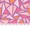 Vector pompom border trim on pink triangles mosaic seamless repeat pattern design background print. Perfect for clothing