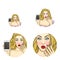 Vector pop art avatar, icon of shocked, surprised pin up girl holding smartphone to announce discounts or sales