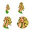 Vector pop art avatar of pin up fashion girl in green dress for chat, blog, web. Great icon for invitations, advertising