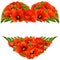 Vector poppy frame in the shape of heart