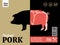 Vector pork packaging design concept with pig silhouette