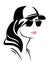 Vector portrait of beautiful woman wearing sunglasses and baseball cap