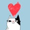 Vector portrait of a funny enamored cat on a light background