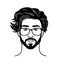 Vector portrait Hipster Image of bearded man for barbershop