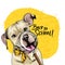 Vector portrait of pit bull terrier dog with magnifying glass and big nose reflection. Back to school illustration. Math