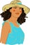 Vector portrait of a pretty woman wearing hat.