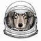 Vector portrait of wolf. Cool wild wolf. Animal head. Astronaut animal. Vector portrait. Cosmos and Spaceman. Space