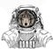 Vector portrait of wolf. Cool wild wolf. Animal head. Wild astronaut animal in spacesuit. Deep space. Galaxy.