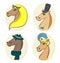 Vector portraits of four elegant horses