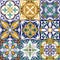 Vector Portuguese Azulejo Tiles Seamless Pattern Background.