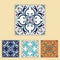Vector Portuguese tile design in four different color. Beautiful colored pattern for design and fashion with decorative elements