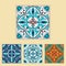 Vector Portuguese tile design in four different color. Beautiful colored pattern for design and fashion with decorative elements