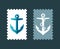 Vector postage stamps with anchor icon