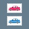 Vector postage stamps with car icon