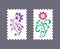 Vector postage stamps with floral icons