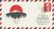 Vector postal envelope with mount Fujiyama, Japan