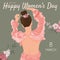 Vector postcard international women\\\'s day on march 8, with girl