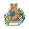 Vector postcard with reading bear