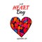 Vector poster of abstract stylized colored heart in zen art, doodle style with text World Heart Day, 29th september