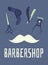 Vector poster with a advertising of barbershop or hair salon for men