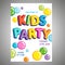 Vector  poster bright letters funny kids bubbles party