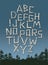 Vector poster design of alphabet made of birch tree logs.