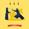 Vector poster of martial arts. Kendo. Fighters in sport positions.