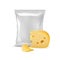 Vector Potato Ripple Crispy Chips with Cheese and Vertical Sealed Empty Plastic Foil Bag for Package Design