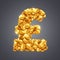 Vector pound sterling sign made of great amount of golden coins.