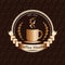 Vector : Premium coffee shop logo with gold badge on coffee bean