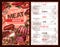 Vector price menu for meat house restaurant sketch