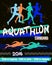 Vector print illustration aquathlon - standard distance.