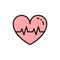 Vector problems with heart, thrombus flat color line icon.