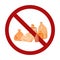 Vector prohibition sign with plastic bags isolated on background. Throwing away polyethylene is forbidden