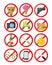 Vector prohibitory signs icons set no