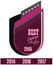 Vector promo label of best employee service award of the year.