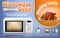 Vector promotion banner with white microwave oven