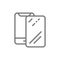 Vector protective glass on smartphone line icon.