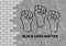 Vector protest banner, illustration of quote Black Lives Matter with strong fists on grunge brick wall