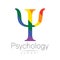 Vector psychology LGBTQA symbol. Pride flag background. Icon for gay, lesbian, bisexual, transsexual, queer and allies